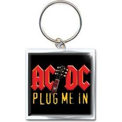 AC/DC Ac/dc Plug Me In Metal Keyring - Acdc Band Logo Square Black