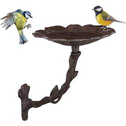 Relaxdays Hanging Cast Iron Bird Bath, Garden Decor, Petal, Bird Wild Bird