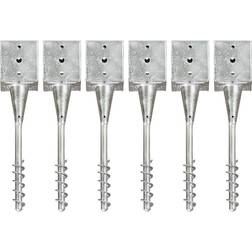 vidaXL Picas De Tierra 6 Uds Acero Galvanizado Plateado 12x12x56 cm
