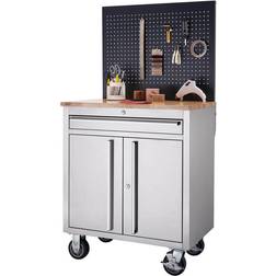 Trinity Stainless Steel Rolling Workbench with Pegboard instock TLS-4820