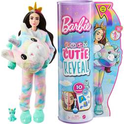 Mattel Barbie Cutie Reveal Fantasy Series Doll with Unicorn Plush Costume & 10 Surprises