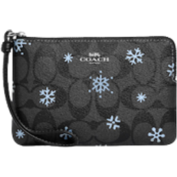 Coach Corner Zip Wristlet in Signature Canvas with Snowflake Print