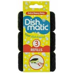 Dishmatic Extra Heavy Duty Dishmatic Sponge Scourer Replacement Refill Head 3 Pk