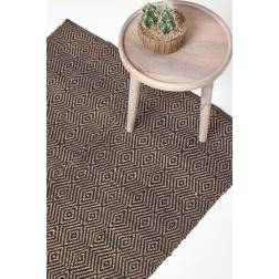 Homescapes Hand Woven Geometric Jute Rug Black