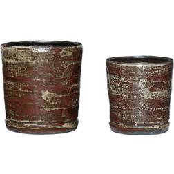 Hübsch Fossil Krukor 2-pack Röd