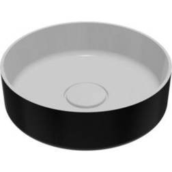 GoodHome Black & White Round Top Basin W38Cm Black