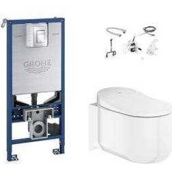 Grohe Sensia Arena Modern Wall Hung Rimless Standard Toilet & Cistern With Soft Close Seat