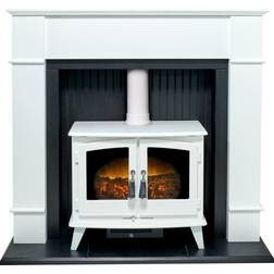 Adam Oxford Stove Suite in Pure White with Woodhouse White Electric Stove, 48 Inch