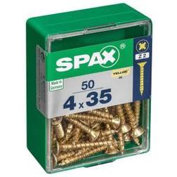 Spax Caja De Tornillos Yellox Madera Cabeza Plana 35 mm 50 Piezas (4 x 35 mm)