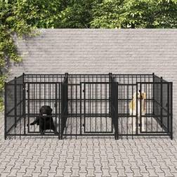 vidaXL Udendørs hundegård 5,63 m² stål