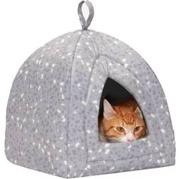 FurHaven Pet Cat Bed Hooded Tent House Lounger Pet Bed for Cats Dogs