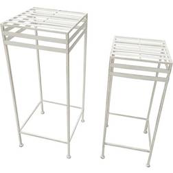 Santa's Workshop White Iron Plant Stands, Two Nested