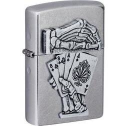 Zippo Dead Mans Hand Emblem Design Street Chrome Pocket Lighter