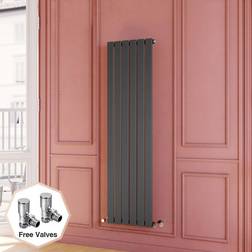 Elegant Central Heating Radiator 1600x456mm Vertical + Angled Radiator Valves