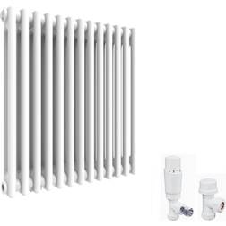 Elegant 592 Traditional Cast Iron Style Horizontal Radiator with White Double Column Thermostatic