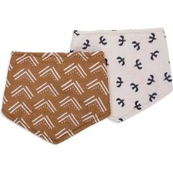 Mary Meyer Lulujo Bandana Bib (2 Pack) in Mudcloth/Black Birds Cotton Muslin