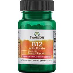 Swanson B12 Med Folat Jordbærsmag 60 Sugetabletter