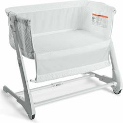 Costway 2-in-1 Baby Bedside Crib Adjustable Infant Bassinet Mesh Side Sleeping Bed Wheel