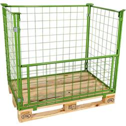 EUROKRAFTbasic Mesh stacking frame for EUR pallet, with flap, mesh size 100 x 100 mm, height 1200 mm, green