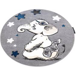 Carpet Petit Elephant Stars Circle Grey Round