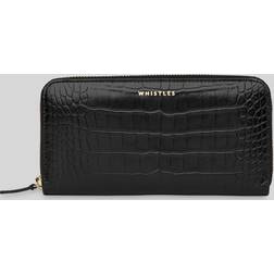 Whistles Shiny Croc Long Purse - Black