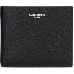 Saint Laurent Logo-Print Pebble-Grain Leather Billfold Wallet - Black