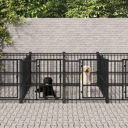 vidaXL Dog Kennel Steel 9.38 mÂ² - Black