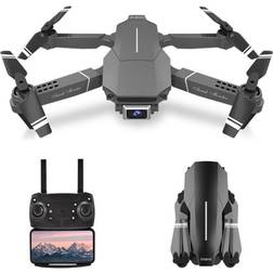 WiFi FPV 4K Drone RC Quadcopter Headless Mode Altitude Hold Gesture Photo Track Flight 3D Flip Folding (Black, 1 Battery)