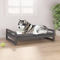 vidaXL Cuccia Per Cani Grigia 105.5x75.5x28 cm Legno Massello Di Pino