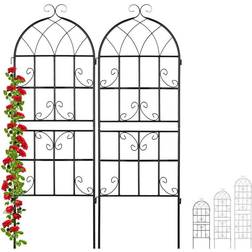 Relaxdays Metal Trellis, Set of 2, Climbing Plant Support, Free-Standing, Vintage Style, 150x50
