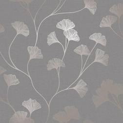 Holden Decor Glistening Ginkgo Wallpaper Grey Rose Gold Holden 12702