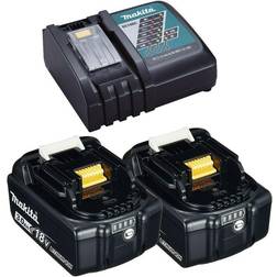 Makita 2 x Genuine 18V 3.0Ah LXT Lithium Battery BL1830 DC18RC Fast Charger