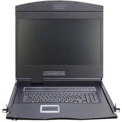 Digitus Professional DS-72211-5GE KVM-konsol med omkopplare för tangentbord/video/mus 16 portar tyska 19" kan monteras i rack 1366 x 768