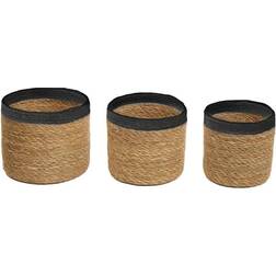 Premier Housewares Set Three Natural Black Basket