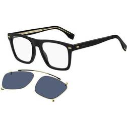 HUGO BOSS Black bio-acetate with metal clip-on sun lenses