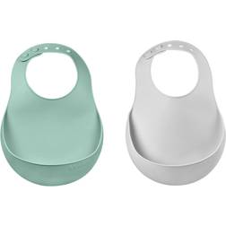 Beaba Lot de 2 bavoirs silicone light mist/sage green