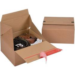 Colompac ColomPac Faltkarton Eurobox S, Selbstklebeverschluss & Aufreißfaden, Z-Faltung, kombinierbar mit Euro-Paletten, außen L 200 x B 200 x H 100 mm, innen B 194 mm, 10 Stück, Wellpappe, braun