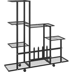 vidaXL Växtställ hjul 94,5x25x92,5 svart metall