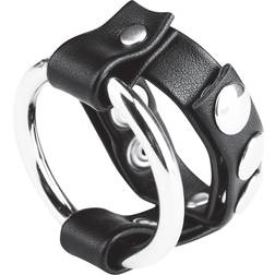 Hustler Blue Line C&B Gear penisring i metall med justerbar testikelrem Svart