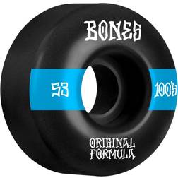 Bones Wheels OG Formula Skateboard Hjul 100 53mm V4 Wide 4pk Black Sort 53mm Unisex Adult, Kids, Newborn, Toddler, Infant