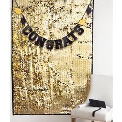 Amscan Graduation Paillette Backdrop Set, 72" x 48" Gold