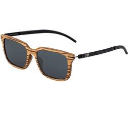 Earth Wood Accessories Doumia Polarized Sunglass Zebrawood/Black