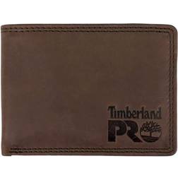 Timberland PRO Dark Brown/Pullman Leather RFID Wallet with Removable Flip Pocket Card