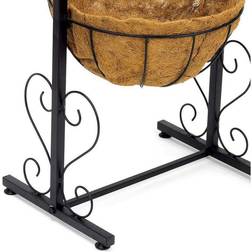 Sorbus 17.75 in. L 13 W 34.87 H Black Metal Welcome Planter Basket Stand with Coco