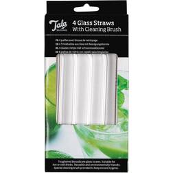 Tala Barware 4 Bent Glass Straws With Brush In Colour Box