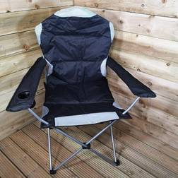 Luxury Padded High Back Folding Outdoor Camping Fishing Chair in Black