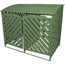MonsterShop Double Green Wheelie Bin Wooden Storage Shed Store (Superficie edificio )