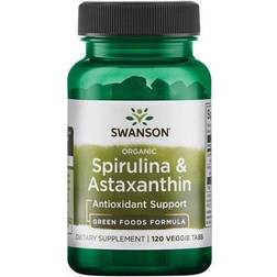 Swanson Spirulina & Astaxanthin Økologisk 120 Tabletter
