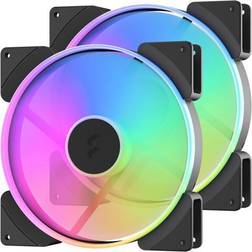 Fractal Design Prisma AL-18 PWM 180 mm Addressable RGB LED LLS Bearing Computer Case Fan 2-pack