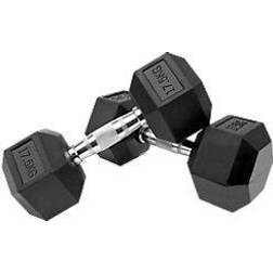 Neo 2x Cast Iron Rubber Hexagonal Dumbbells 17.5kg